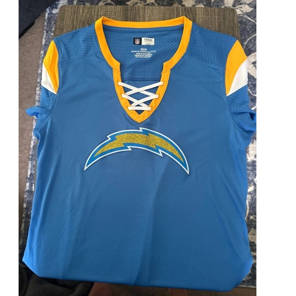 Los Angeles Chargers NFL Team Apparel Lace Up Jersey Top Womens M NWOT - Picture 1 of 2